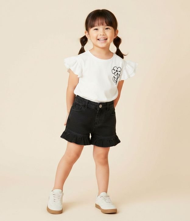 Blusa Infantil con Volados y Bordado Floral – Talle 1 a 6 años