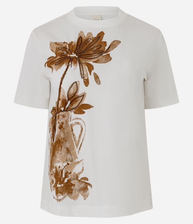 Blusa en Algodón con Estampa de Vaso y Flor