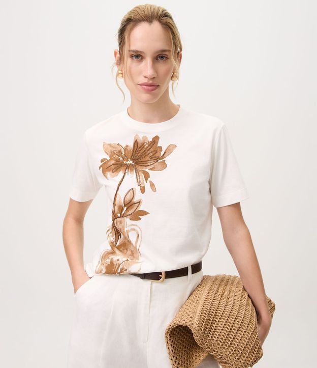 Blusa en Algodón con Estampa de Vaso y Flor