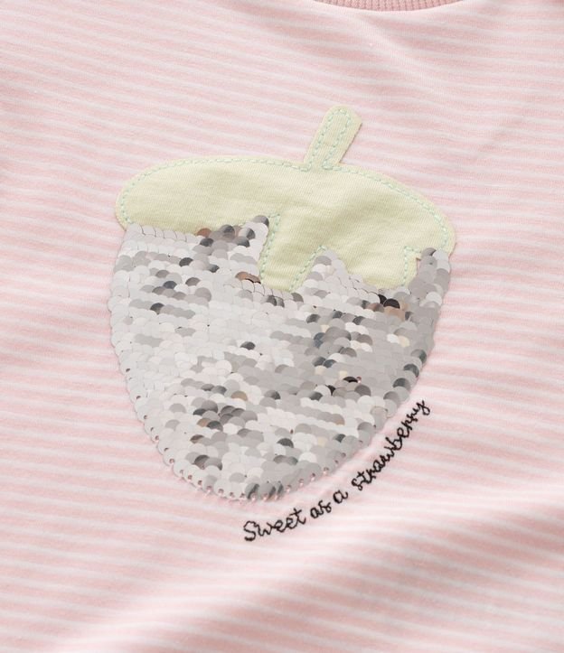 Remera Rayada  Infantil con Frutilla en Lentejuela - Talle 1 a 6 años 5