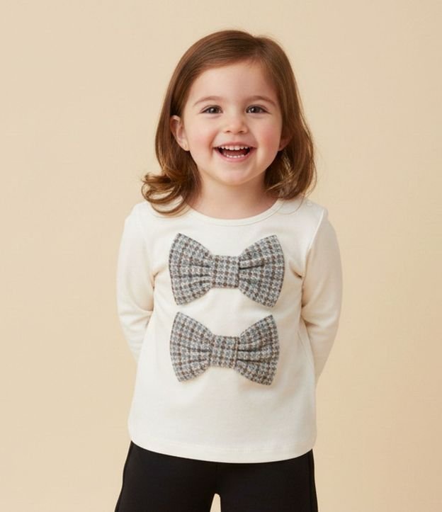 Blusa Relaxed en Algodón con Moñitas Infantil - Talle 1 a 6 años