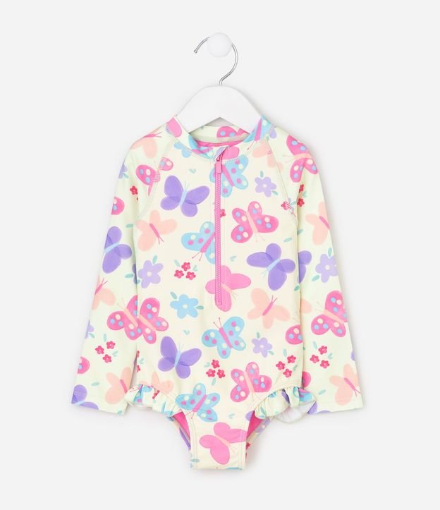 Malla Infantil con Estampado Fullprint Mariposas y Volados – Talle 1 a 12 años