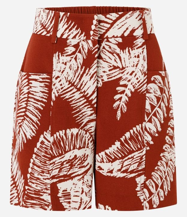 Short en Crepé con Estampa de Follajes y Bolsillos Delanteros 6