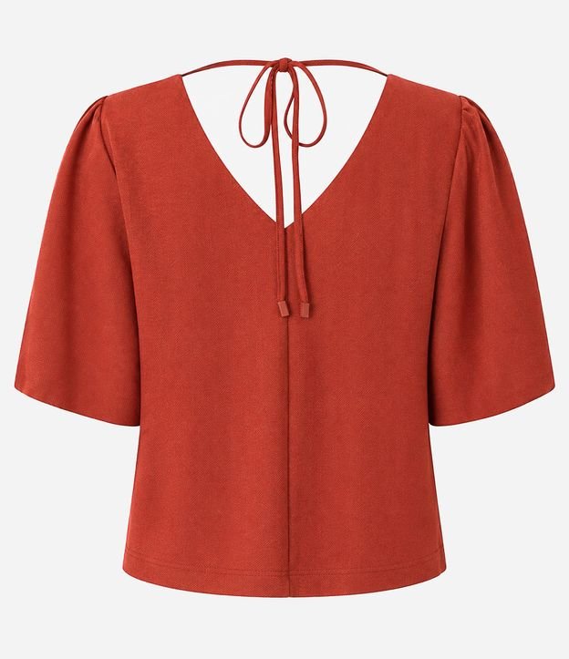 Blusa en Piquet con Escote V y Manga Balonê 7