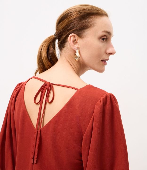Blusa en Piquet con Escote V y Manga Balonê 4