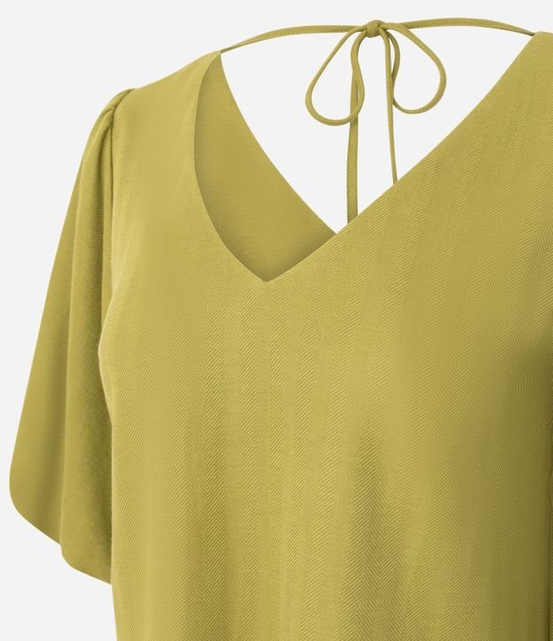 Blusa en Piquet con Escote V y Manga Balonê 6