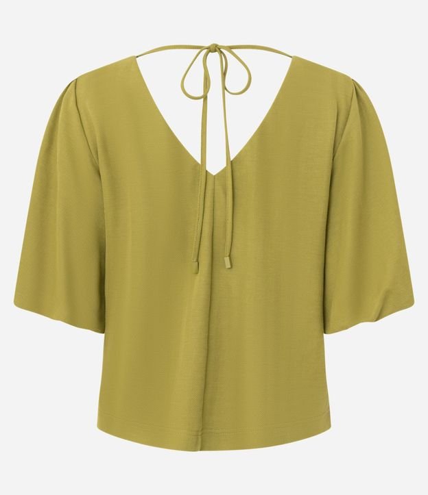 Blusa en Piquet con Escote V y Manga Balonê 7