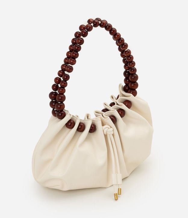 Cartera Hobo en PU con Asa en Formato de Bolas Efecto Amaderado