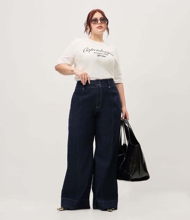 Pantalón de Jean Wide Leg con Strass Curve & Plus Size 1