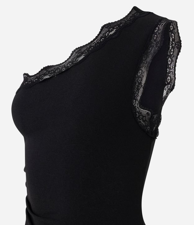 Vestido Hombro Único con Escote Assimétrico y Detalle Rendado 6
