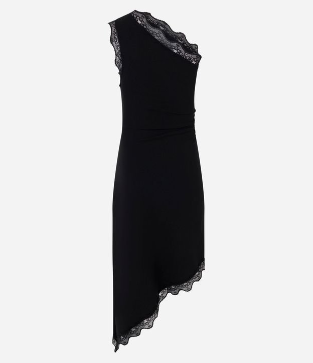 Vestido Hombro Único con Escote Assimétrico y Detalle Rendado 7