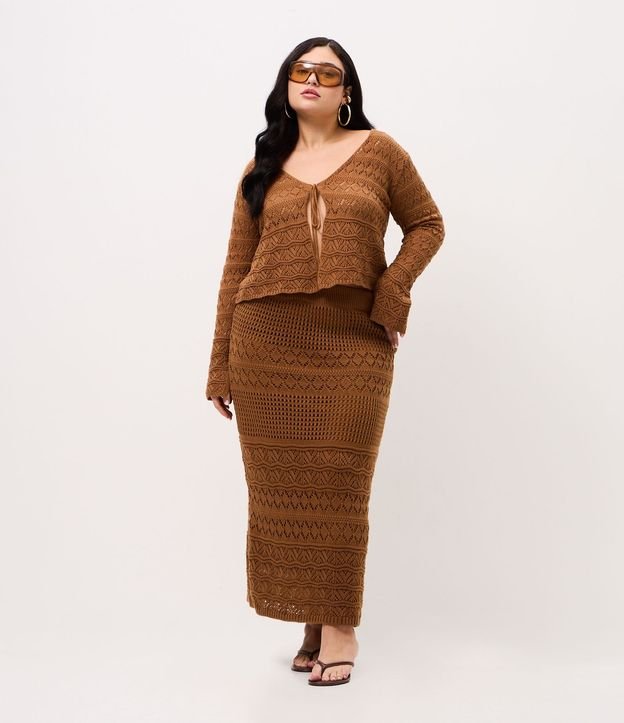Pollera Midi en Punto Texturizado con Puntos Vazados Curve & Plus Size 2
