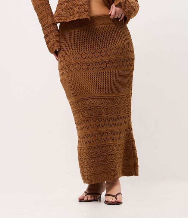Pollera Midi en Punto Texturizado con Puntos Vazados Curve & Plus Size 3