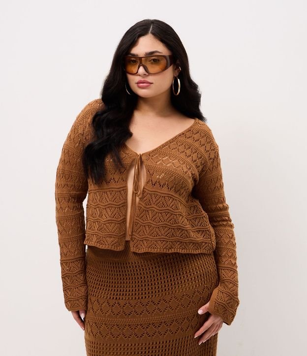 Saco en Punto Corto con Lazo Delantero Curve & Plus Size 1