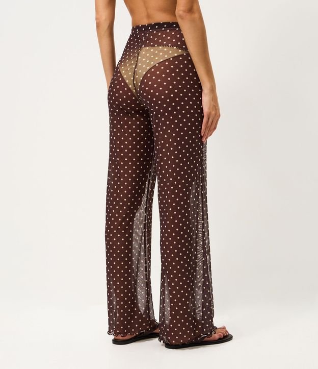 Salida de Playa Pantalón en Tule con Estampa de Lunares y Transparencia 6