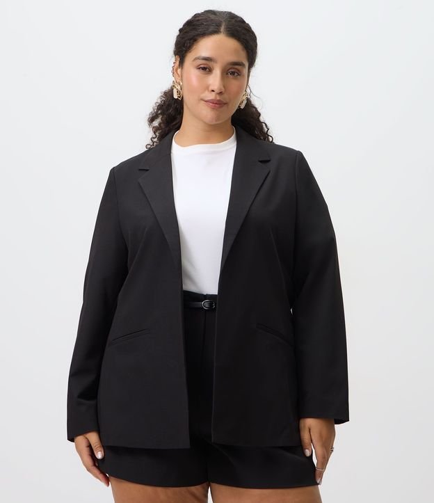 Blazer Alargado en Crepé sin botón Curve & Plus Size 1