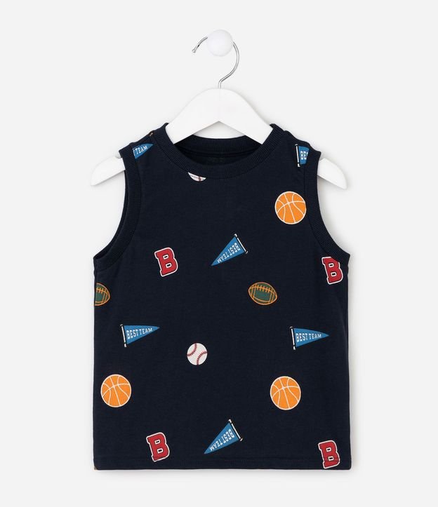 Musculosa Infantil en Algodón Estampado de Esportes – Talle 1 a 6 años 2