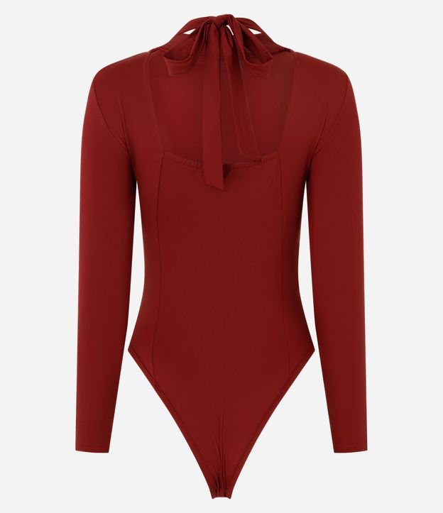 Body Manga Larga en Poliamida con Cuello Alto y Lazo 6