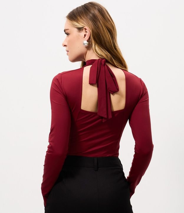 Body Manga Larga en Poliamida con Cuello Alto y Lazo 4