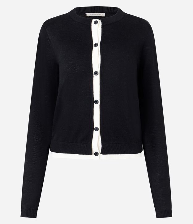 Cardigan en Punto con Viés Contrastantes 1