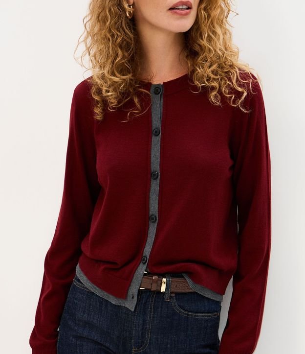 Cardigan en Punto con Viés Contrastantes 4