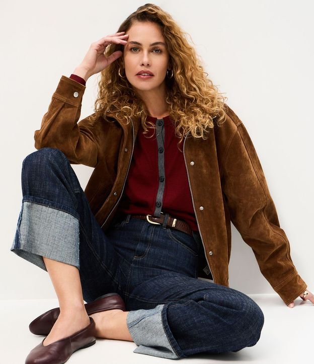 Cardigan en Punto con Viés Contrastantes 5