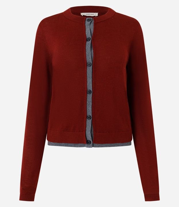 Cardigan en Punto con Viés Contrastantes 6