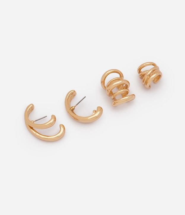 Caravanas Ear Cuff en Metal y Aro Doble 1