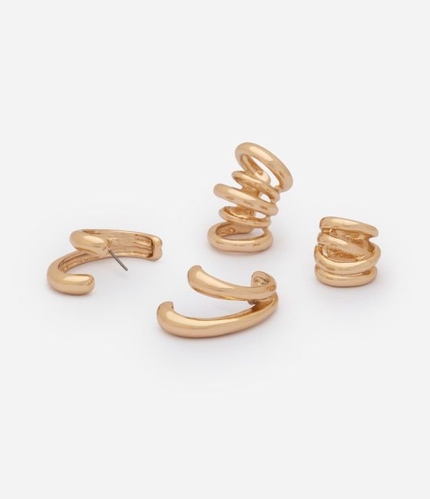 Caravanas Ear Cuff en Metal y Aro Doble 2