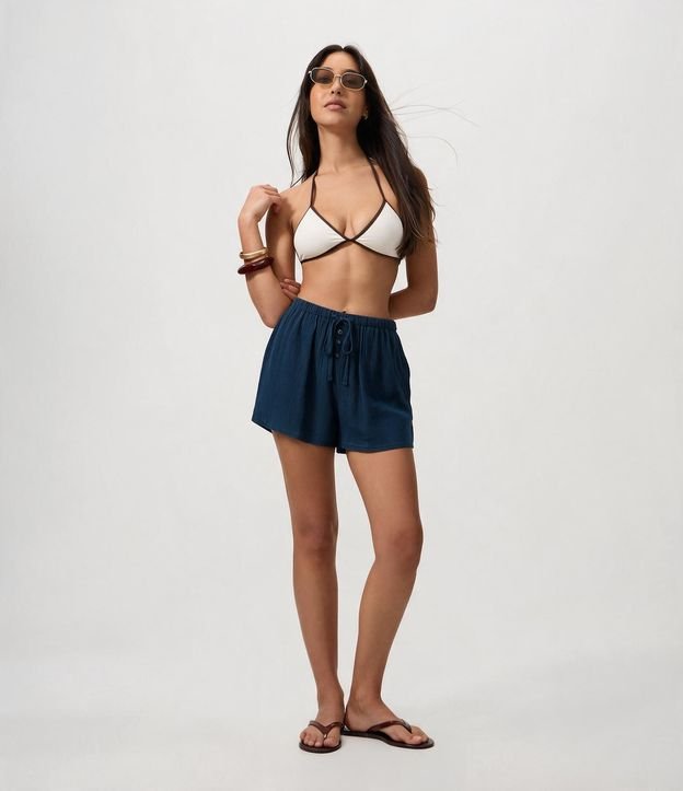 Salida de Playa Short en Viscosa con Bolsillo y Lazo 2