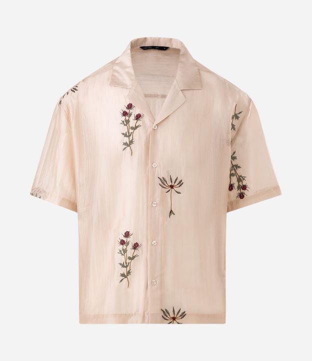 Camisa Boxy en Liocel con Bordado Floral Organza 5