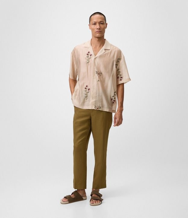 Camisa Boxy en Liocel con Bordado Floral Organza 2