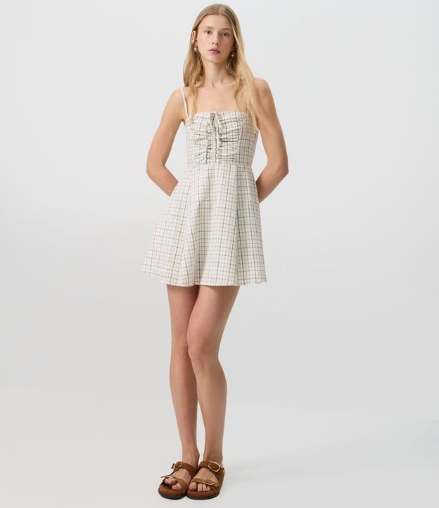 Vestido en Viscosa con Bretel Soft Texturizado de Cuadros 2