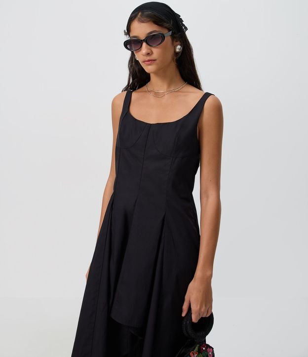 Vestido Midi Evasê Asimétrico con Recorte Sobrepuesto 2