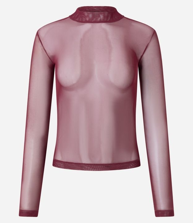 Blusa en Tule con Transparencia y Cuello Alto 5