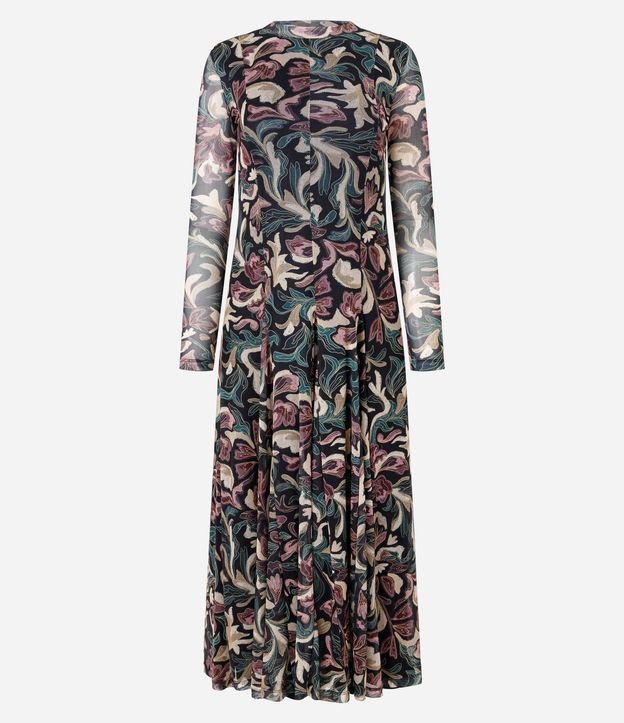 Vestido Largo en Tule con Estampado Floral