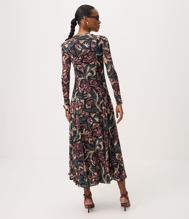 Vestido Largo en Tule con Estampado Floral 4