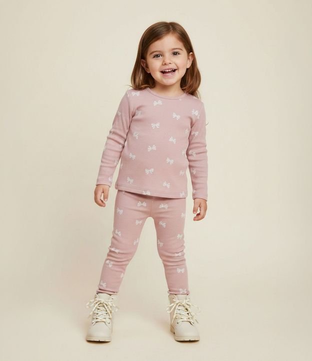 Blusa Infantil en Rib con Estampa de Lacitos - Talle 1 a 6 años 1