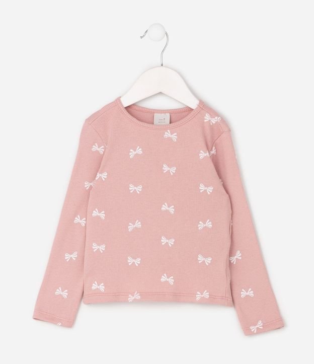 Blusa Infantil en Rib con Estampa de Lacitos - Talle 1 a 6 años 2