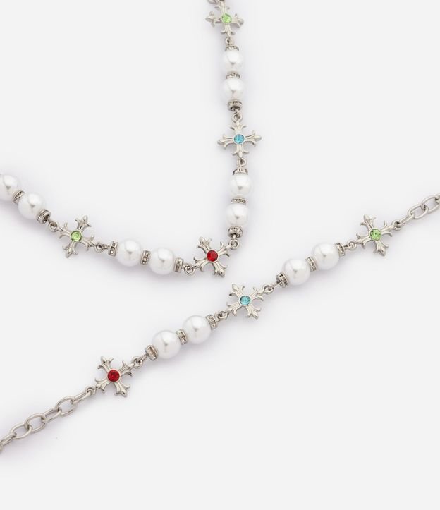 Kit Collar y Pulsera Metalizado con Perlas