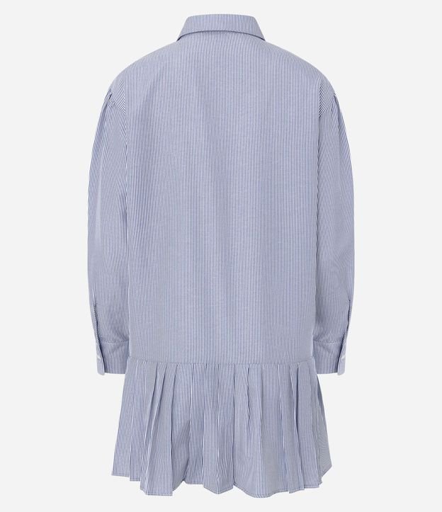 Vestido Corto en Tricolina Listrado con Pollera de Pliegues 6