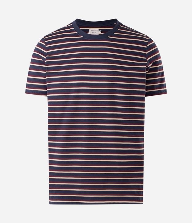Remera Regular en Algodón con Rayas en Hilo Teñido