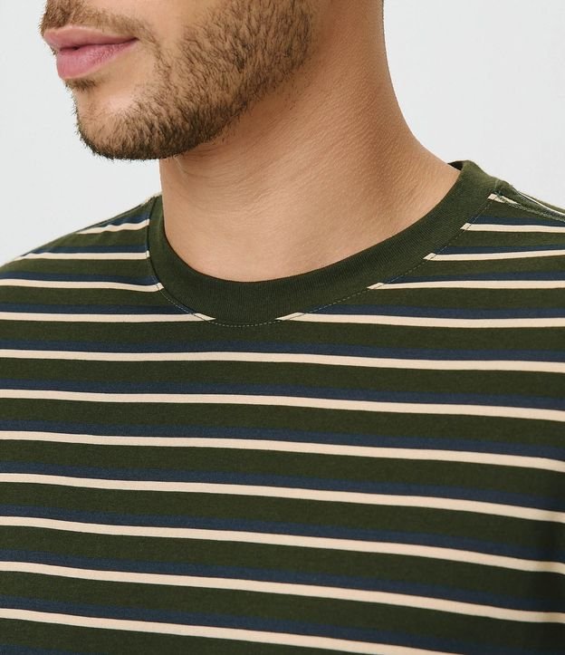 Remera Regular en Algodón con Rayas en Hilo Teñido 2