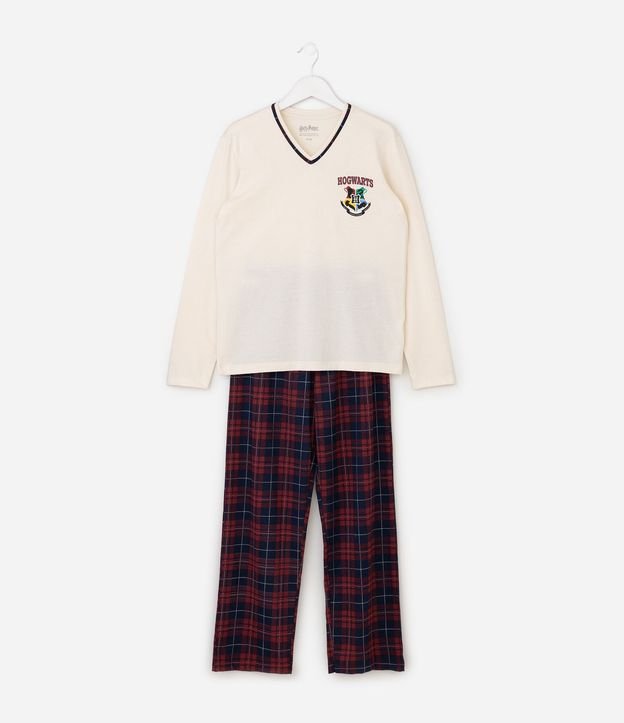 Pijama Infantil Harry Potter con Estampado Hogwarts y Pantalón de cuadros – Talle 7 a 16 años 2