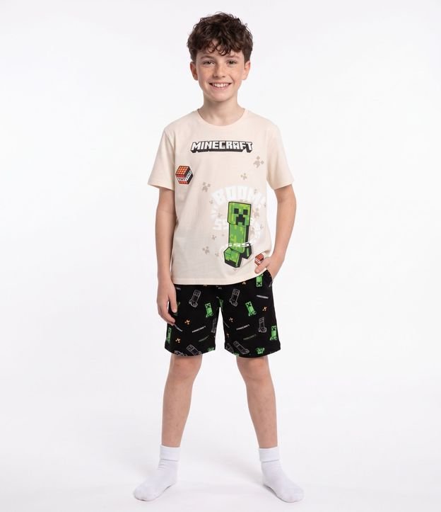 Pijama Infantil en Algodón con Estampa de Minecraft - Talle 5 a 14 años