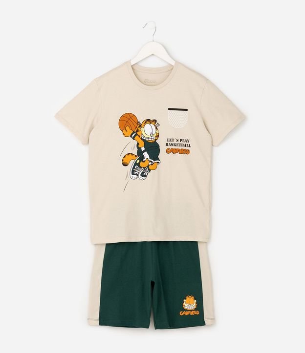 Pijama Infantil en Algodón con Estampado Garfield Baloncesto - Talle 7 a 16 años 2