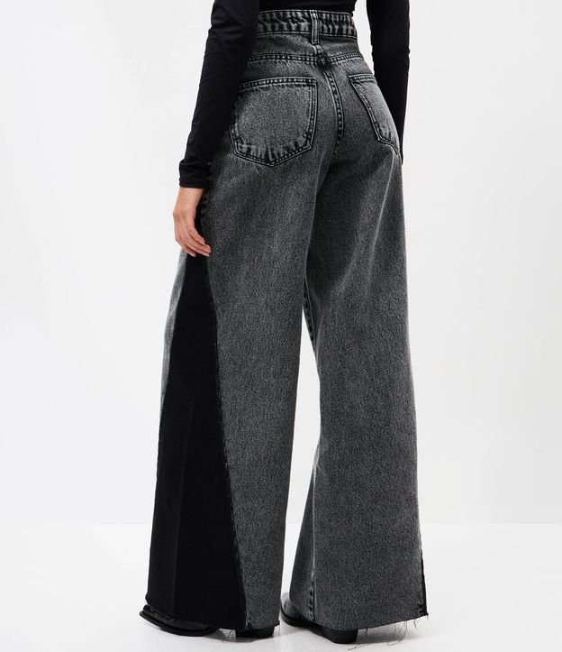 Pantalón Wide Leg en Jeans con Recorte Lateral y Cintura Mediana 4