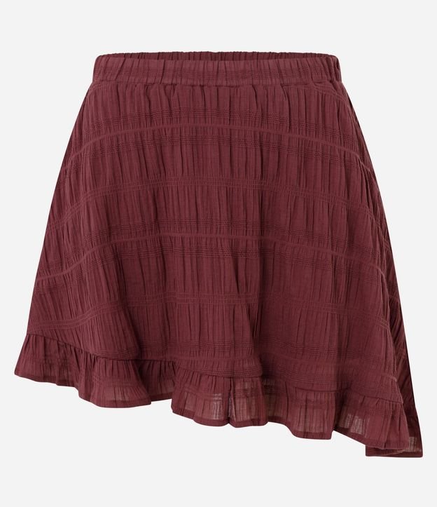 Pollera Texturizada con Bajo Asimétrico y Volado