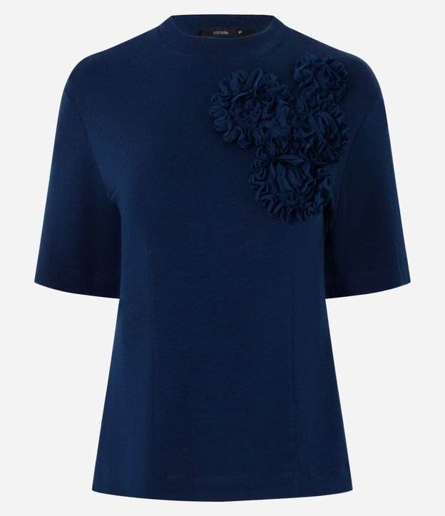 Blusa en Algodón con Aplicaciones Florales en Relieve 4
