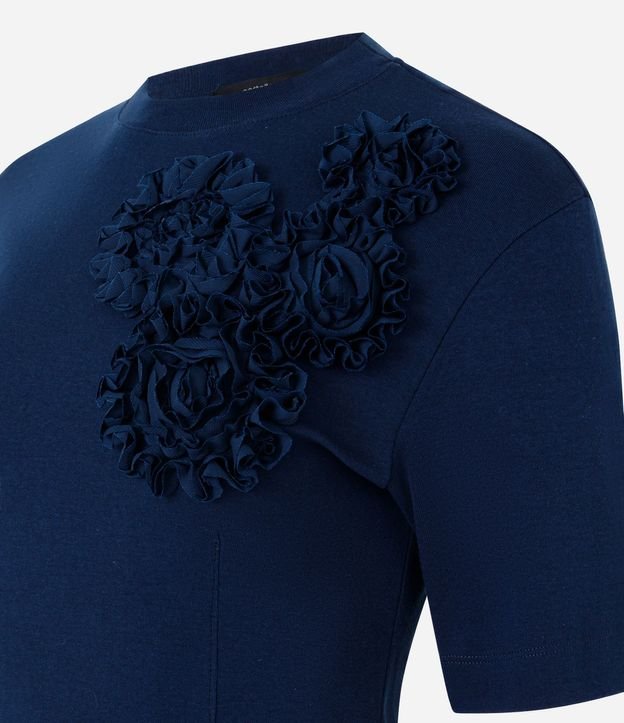 Blusa en Algodón con Aplicaciones Florales en Relieve 5